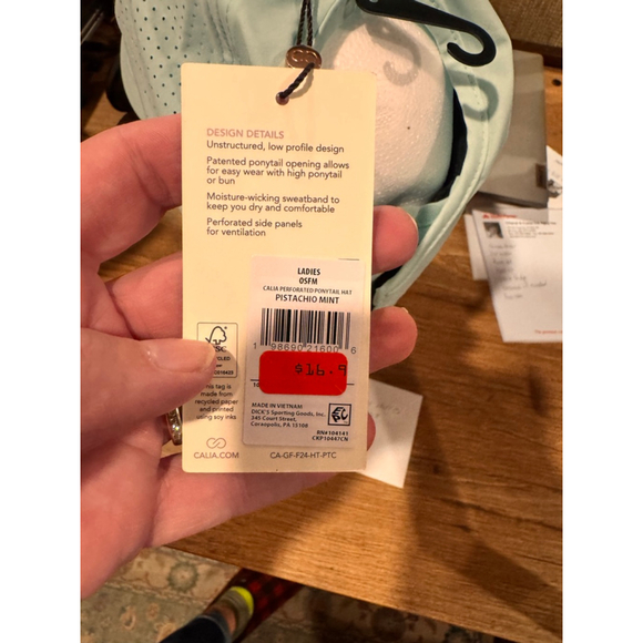 Women's CALIA Perforated Ponytail Hat One Size Mint Green - Picture 5 of 5